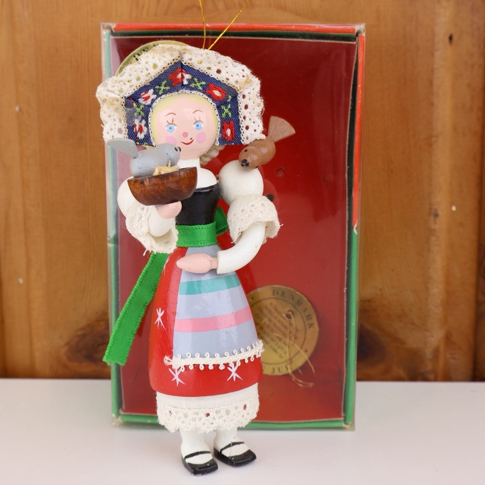 Vintage 1979 Sears Christmas Around the World Denmark Birds Ornament Boxed